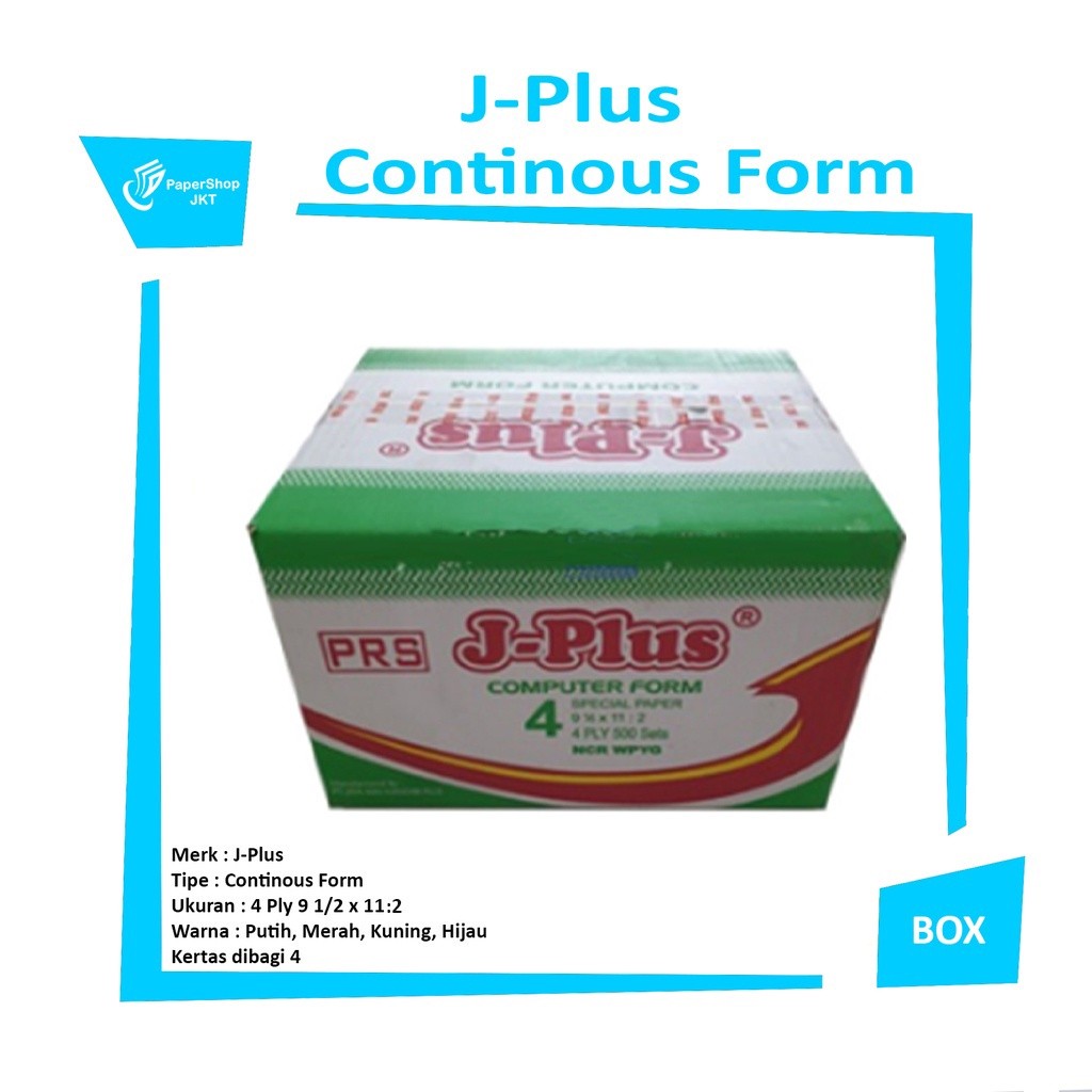 JPLUS - Continous Form 91/2 x 11 4 Ply/2 NCR Kertas Komputer