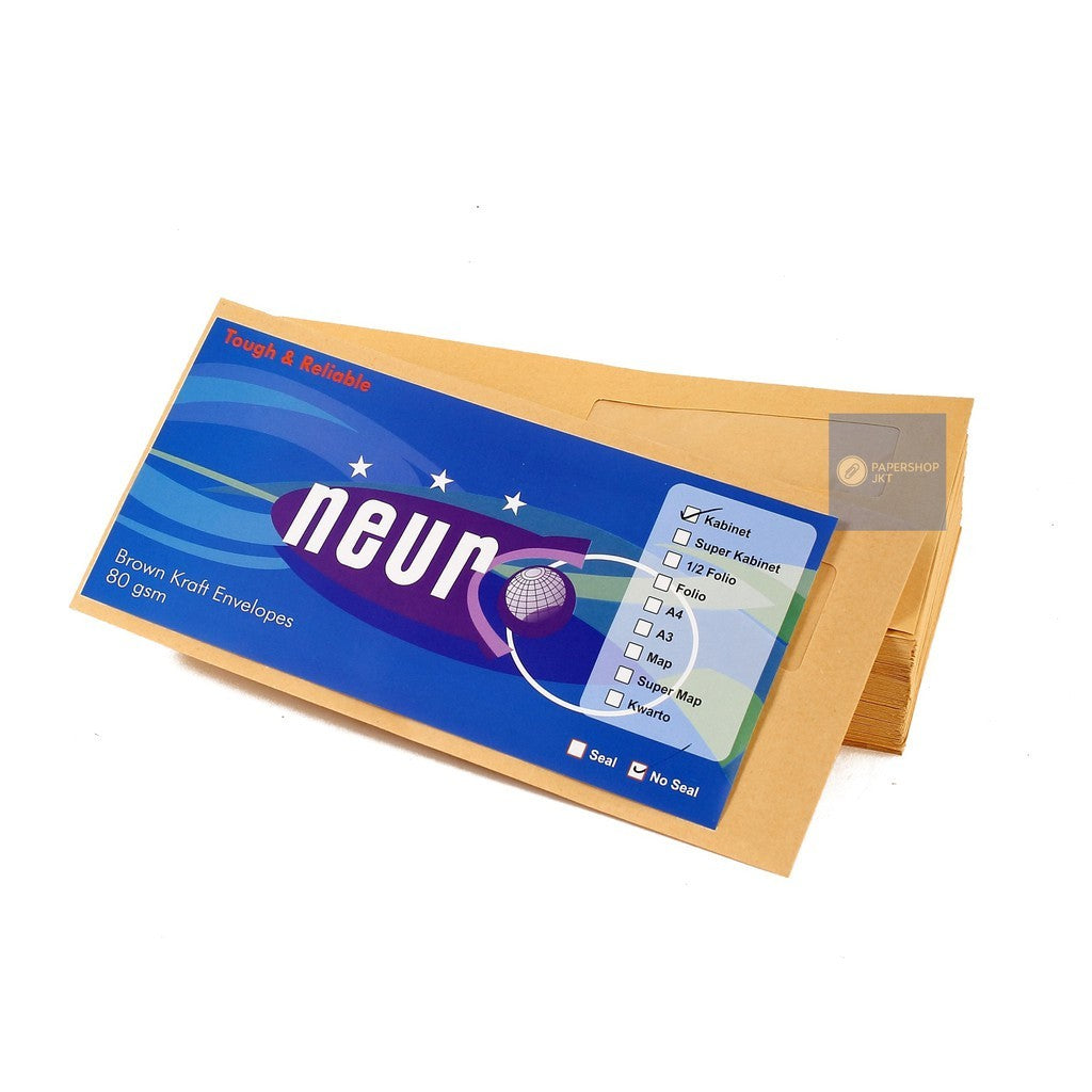 NEURO - Amplop Coklat Ukuran Kabinet Jendela Kiri No Seal - 11 x 24 cm - Pack