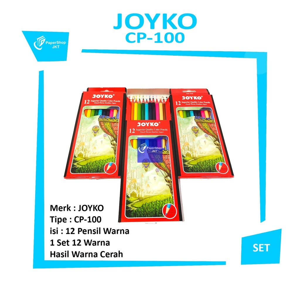 JOYKO - Pensil Warna Panjang CP-100 12 Warna - Set