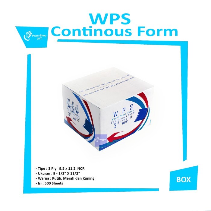 WPS - Continous Form 3 Ply 9 1/2  x 11/2 ( K3/2 WPS ) NCR - Box