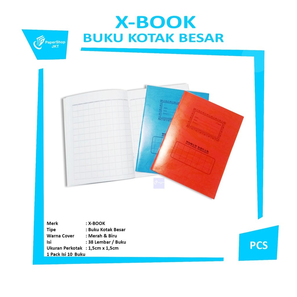 X-BOOK - Buku Tulis Belajar Sekolah Anak Kotak Besar isi 38 Lembar/Buku Kecil - Pcs