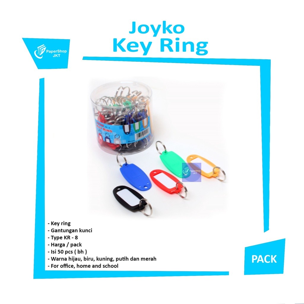JOYKO - Key Ring Kr - 8 isi 50 Gantungan Kunci - Name Tag Kunci
