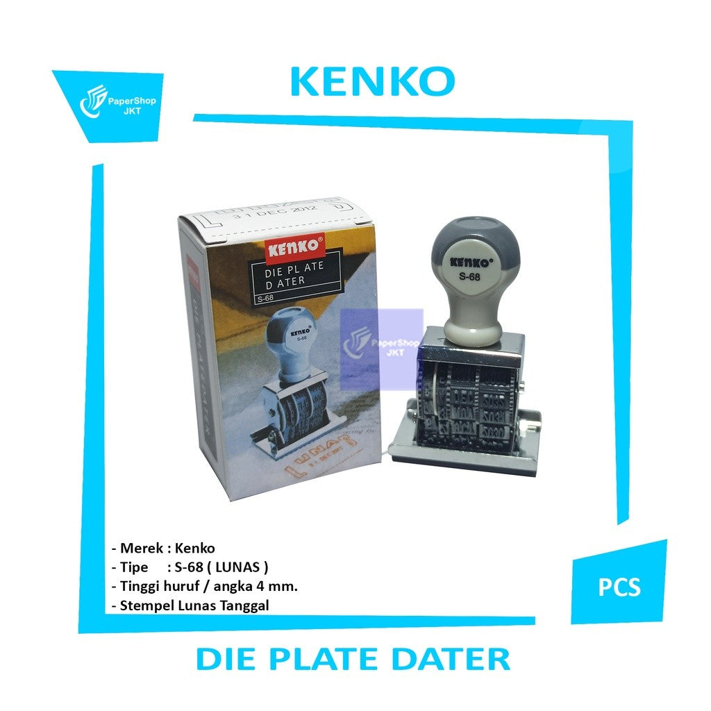 Kenko - Stamp Plate Dater S - 68 Stampel LUNAS - Pcs
