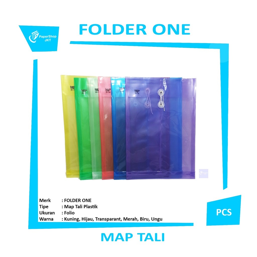 FOLDER ONE - Map Tali Plastik Ukuran Folio - Pcs