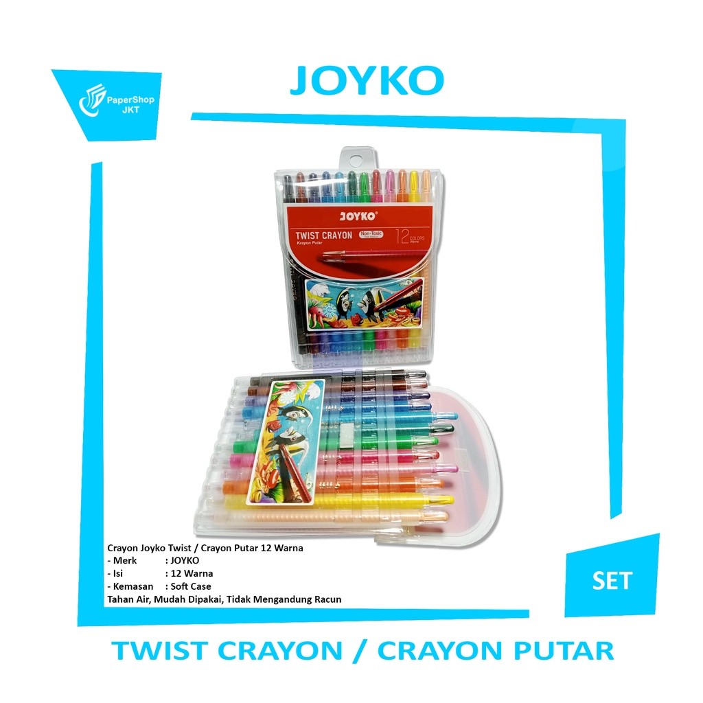 JOYKO - Crayon Putar Twist 12S - 12 Warna - SET