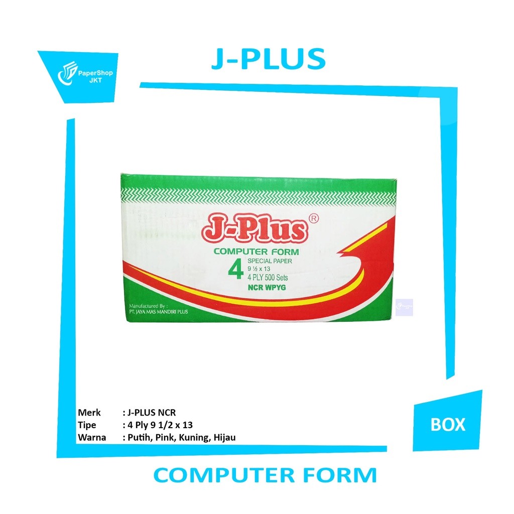 J-PLUS - Continous Form 9 1/2 x 13 4 Ply Utuh NCR Kertas Komputer - Box
