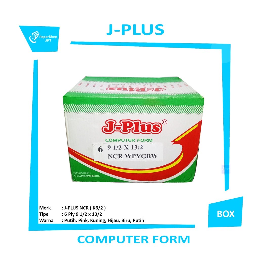 J-PLUS - Continous Form 9 1/2 x 13 6 Ply ( K6/2 ) NCR Kertas Komputer - Box