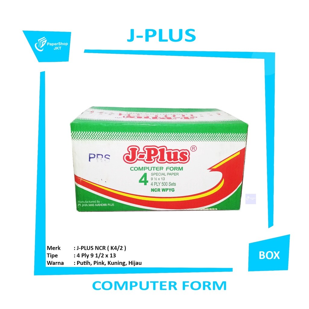 J-PLUS - Continous Form 9 1/2 x 13/2 4 Ply/2 K4/2 NCR Kertas Komputer - Box
