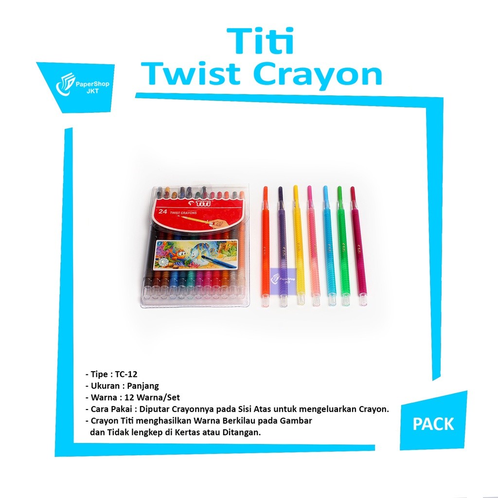 TITI - Krayon Puter isi 12 Twist Crayon Titi Puter - Set