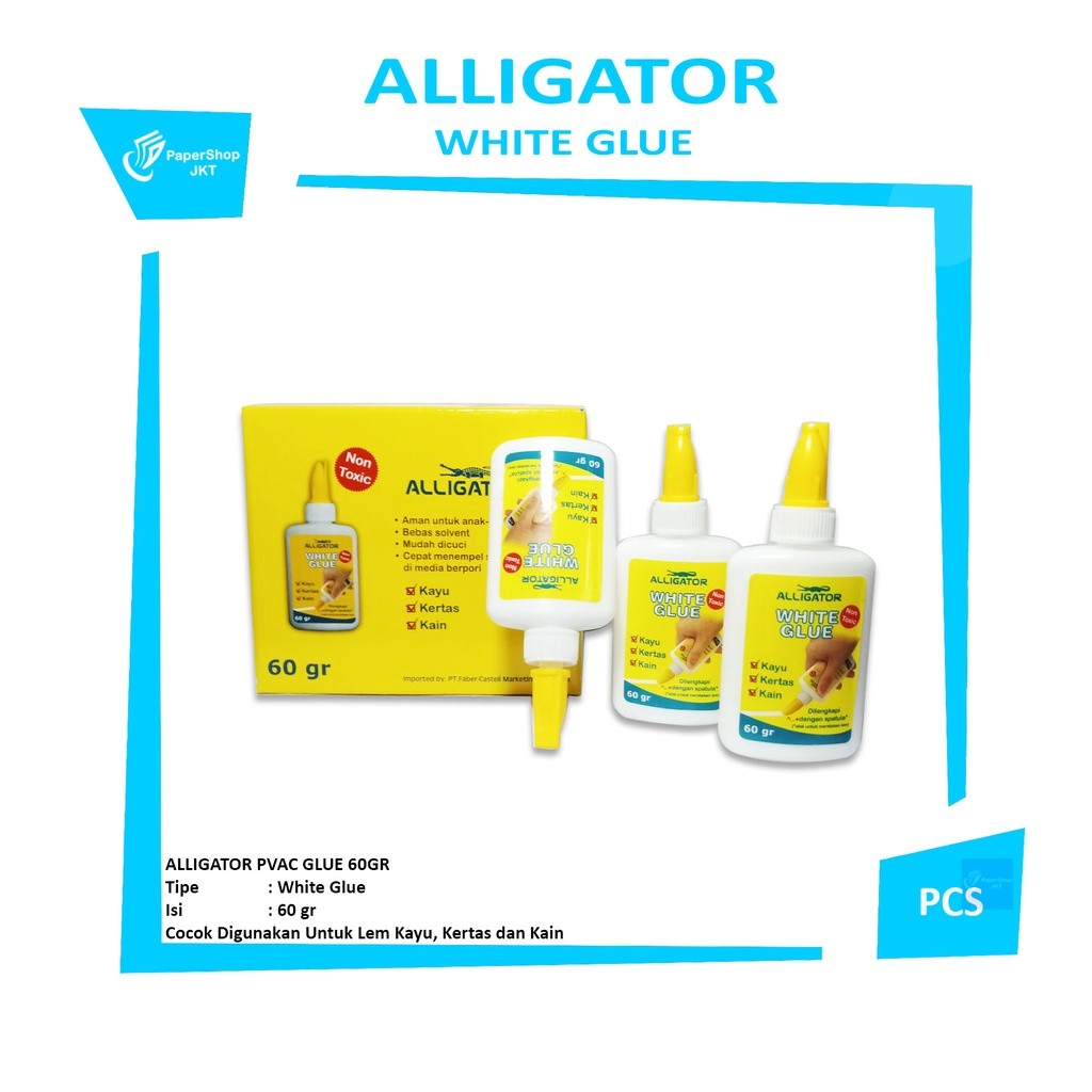 ALLIGATOR - Lem Kertas Putih PVAC 60 gr - Pcs