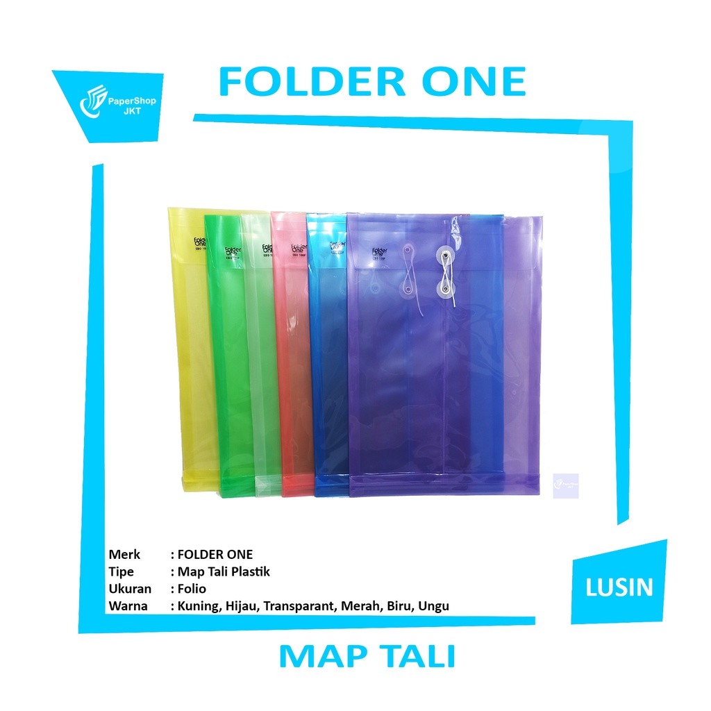 FOLDER ONE - Map Tali Plastik Ukuran Folio - Lusin