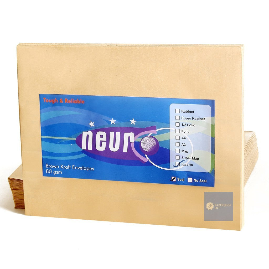 NUERO - Amplop Coklat Kwarto Seal ( 21 x 27 cm ) - Pack