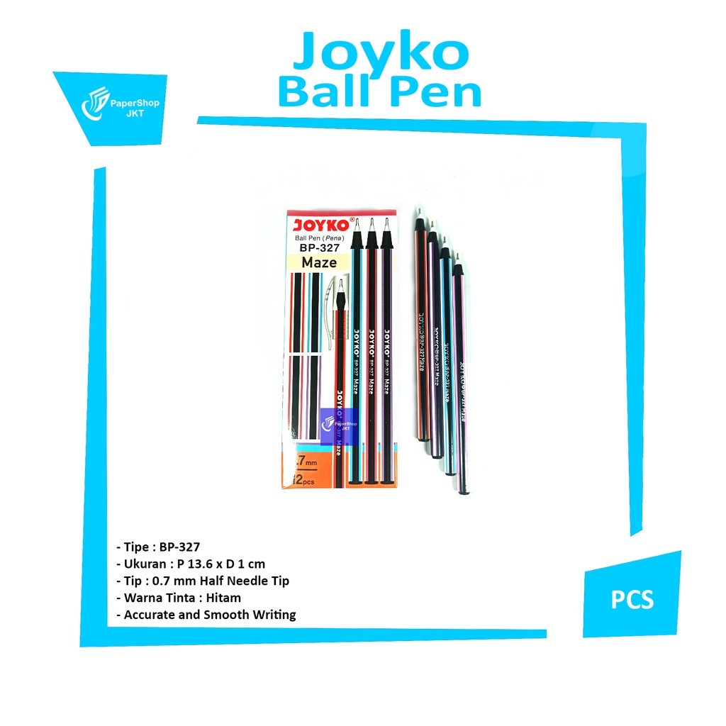 JOYKO - Pena BP 327 Balpoin Maze - Hitam - Lusin