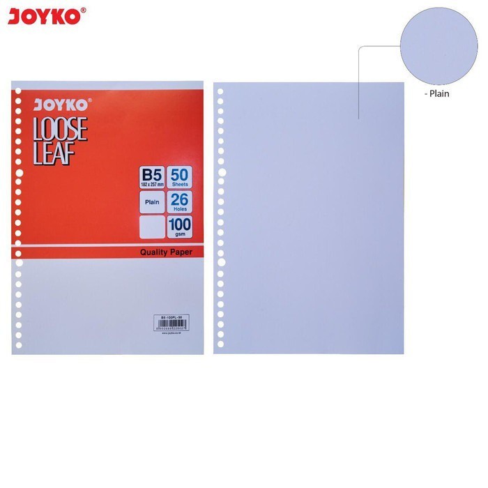 JOYKO - Loose Leaf Isi Kertas File Binder A5 PLAIN - A5 50 Lembar Kertas Polos - Pack
