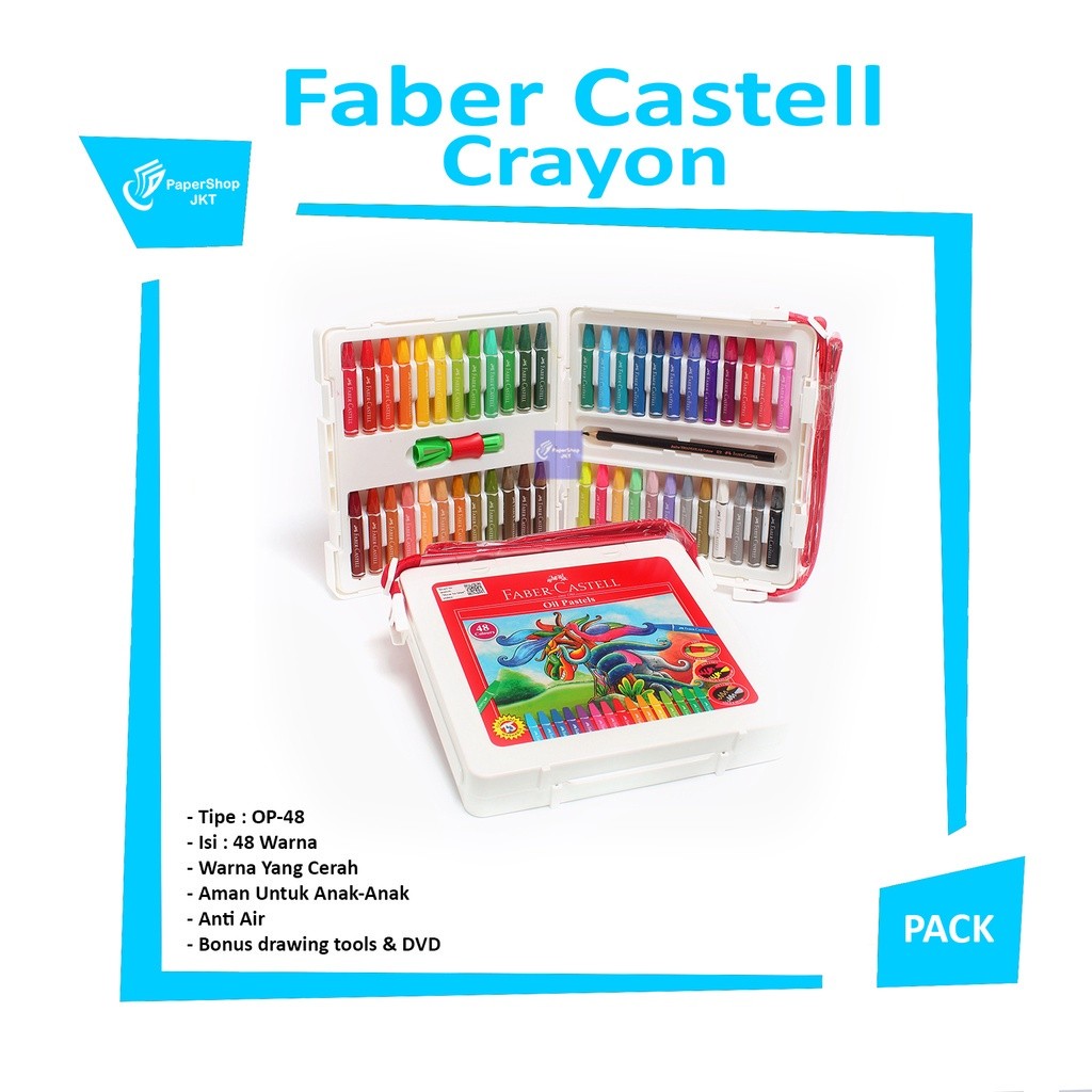 FABER CASTELL - Crayon Hexagonal Oil Pastel 48 Warna - Set