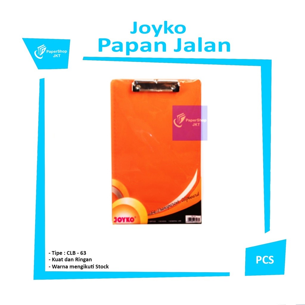 JOYKO - CLB-63 Clip Board - Papan Jalan Alas Tulis Trans - Pcs