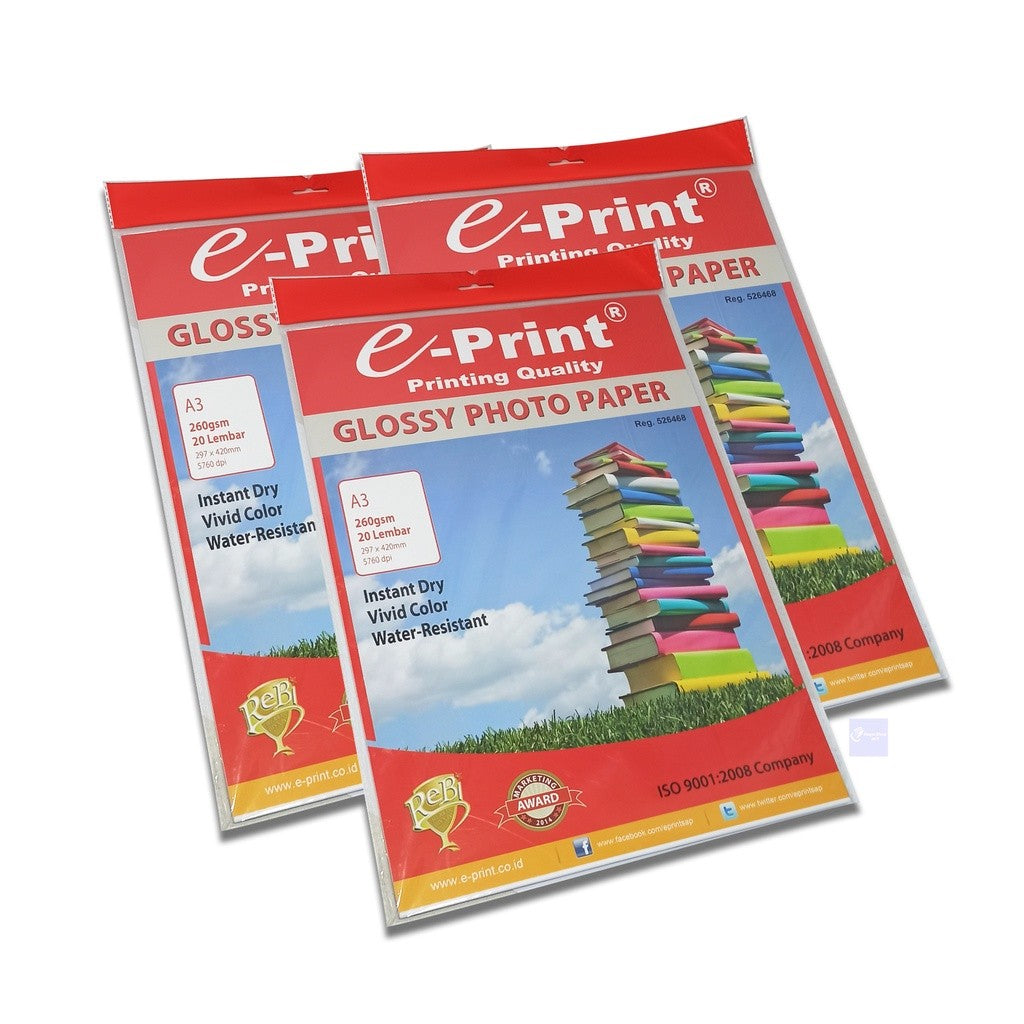 E-PRINT - Photo Paper Glossy 260gsm (Buku Susun) - Pack
