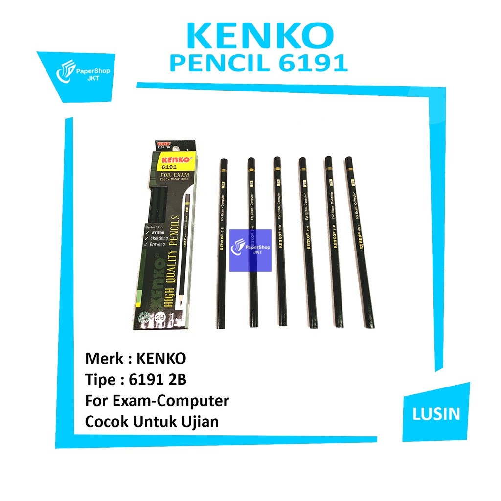 KENKO - Pensil Tulis 6191 - 2B Pensil Ujian - Lusin
