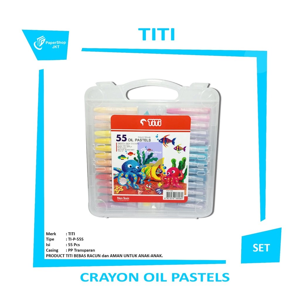 TITI - Oil Pastel Krayon 55 Color TI-P-55s Crayon 55 Warna - Set
