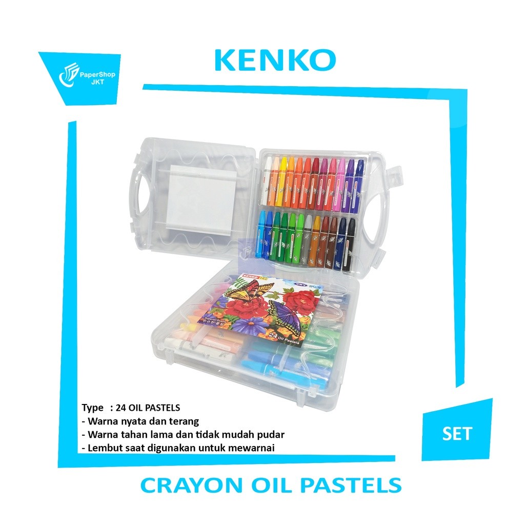 Kenko Krayon Minyak 24 Color Oil Pastel PP Case - Garden -Set