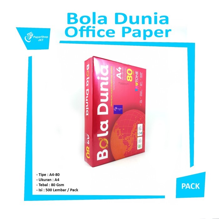 BOLA DUNIA - Kertas Fotocopy A4 80 Gram Office Paper Print - RIM