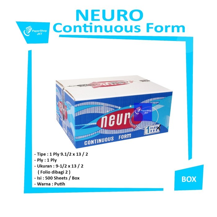 NEURO - Continous Form 1 Ply 9 1/2 x 13/2  ( Folio ) NCR - Box