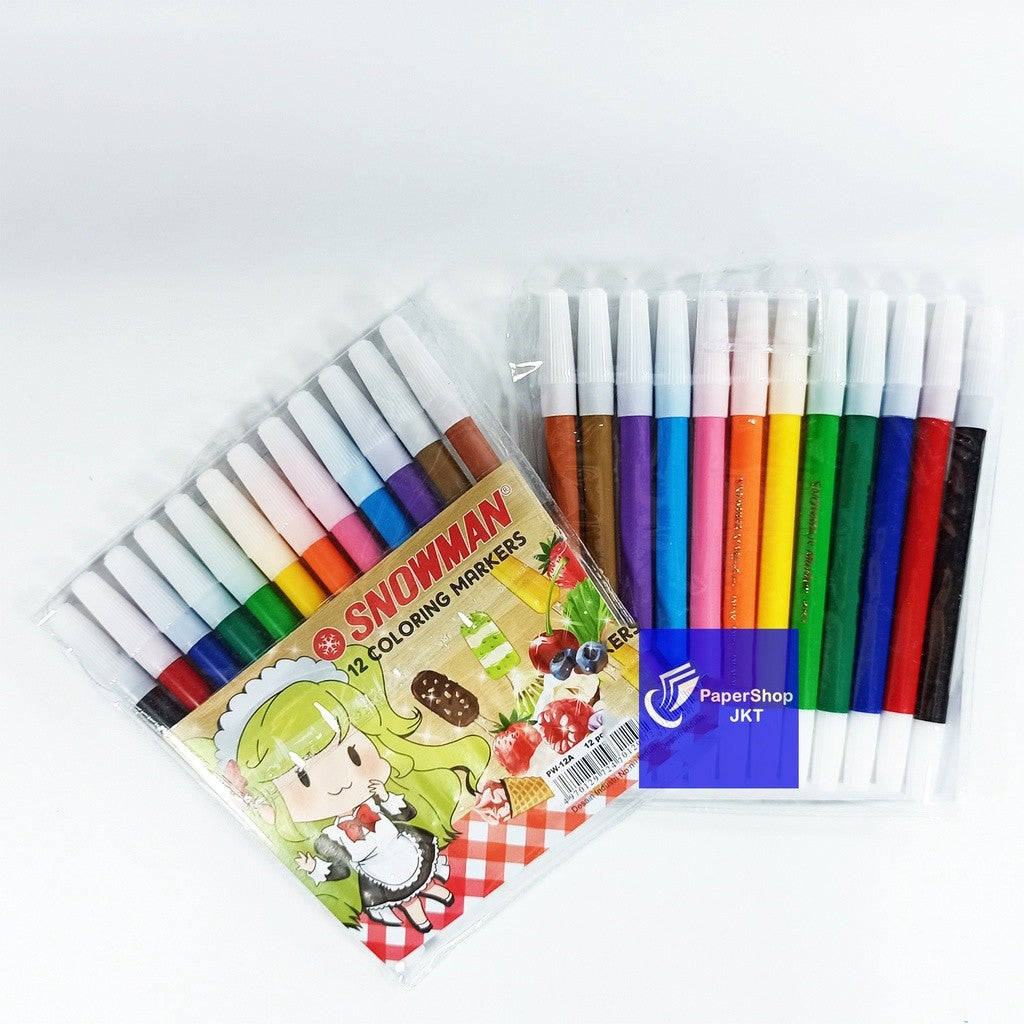 SNOWMAN - Spidol 12 Warna PW-12A Sign Pen - SET