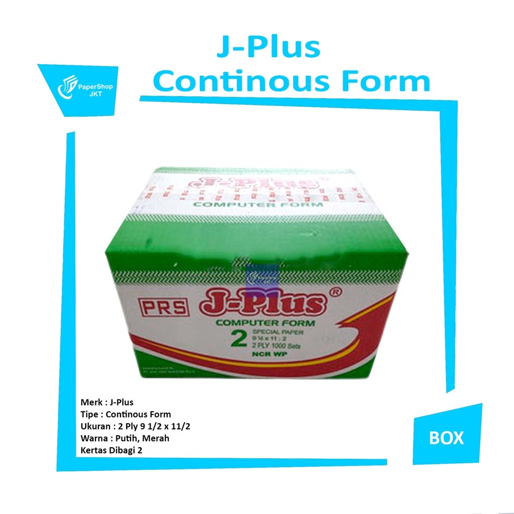 J-Plus - Continous Form 2 Ply 9 1/2 x 11/2  Ncr Kertas Komputer - Box