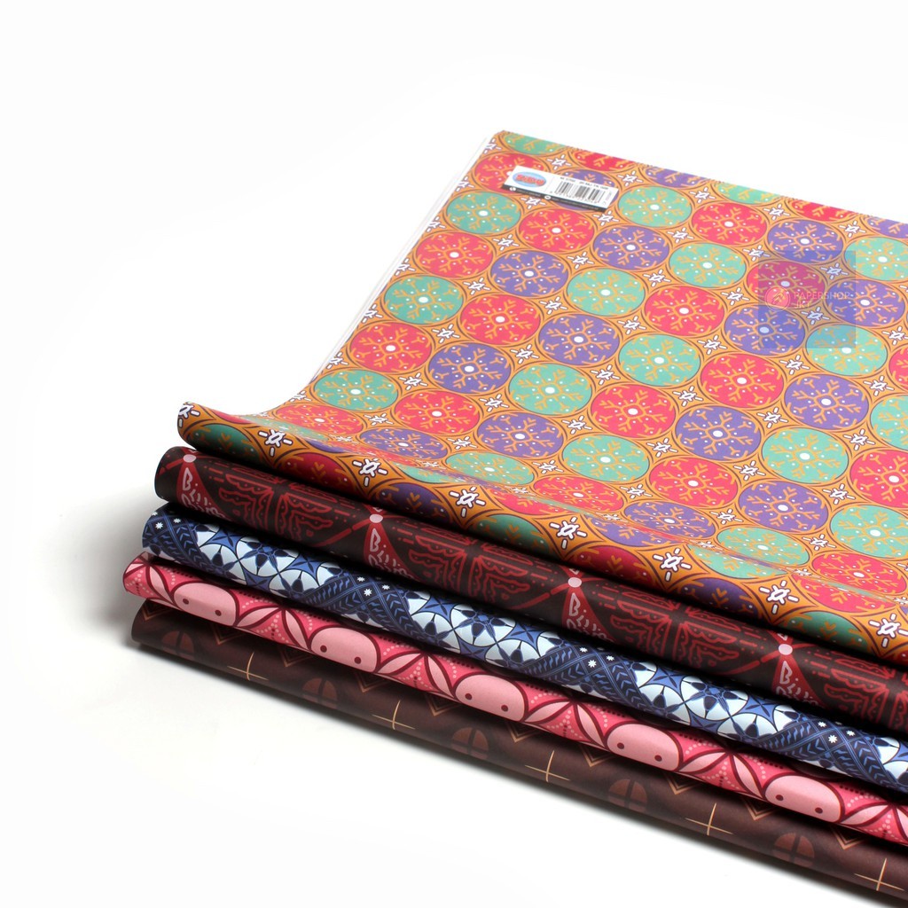 SIDU - Kertas Kado Motif Batik / Bungkus Kado Variasi Motif Batik [ 50 Lembar ]  - Pack