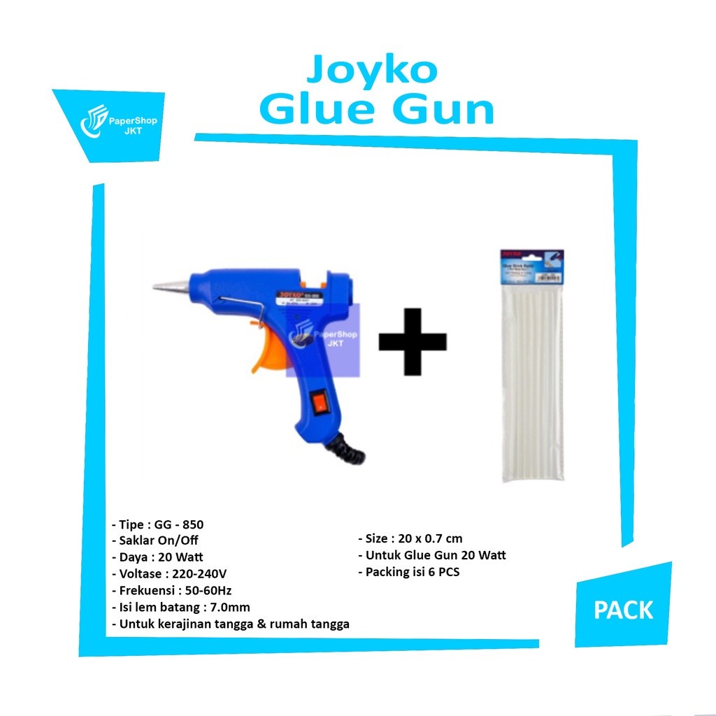 JOYKO - Glue Gun Gg-850-20 Watt + Glue Stick Refill Gsr-109 - Set