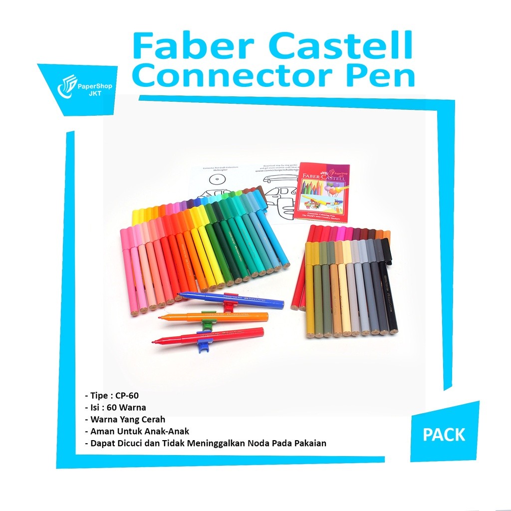 FABER CASTELL - Spidol Connector Pen Isi 60 Warna - Set