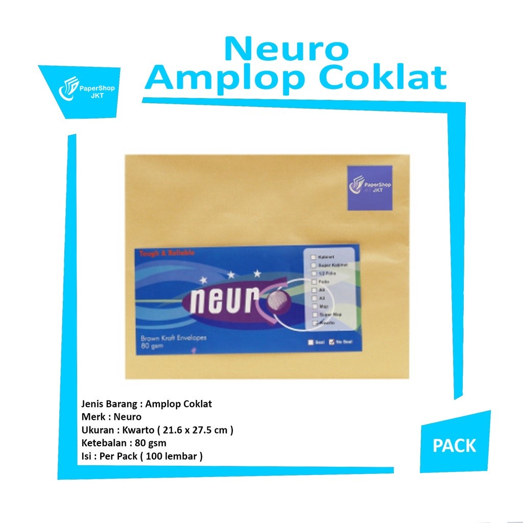 NEURO - Amplop Coklat Ukuran Kwarto No Seal - Pack