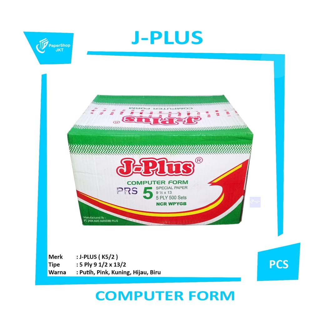J-PLUS - Continous Form 9 1/2 x 13 5 Ply (K5/2) NCR Kertas Komputer - Box