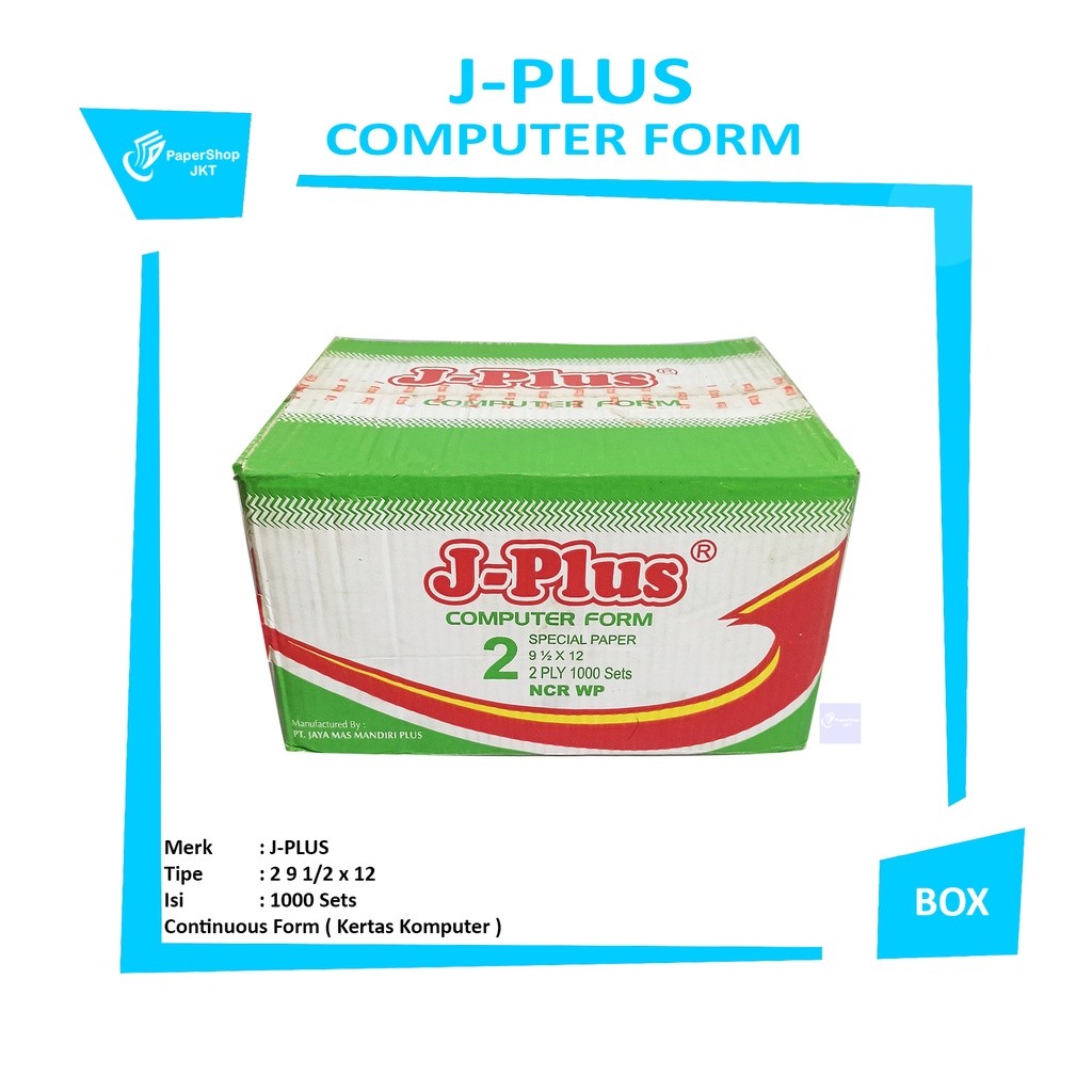 J-PLUS - Continous Form 2 Ply 9 1/2 x 12 NCR Kertas Komputer - Box