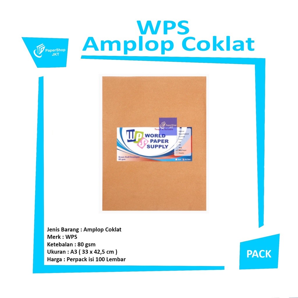 WPS - Amplop Coklat Ukuran A3 ( 33 x 42,5 cm ) - 1 Pack