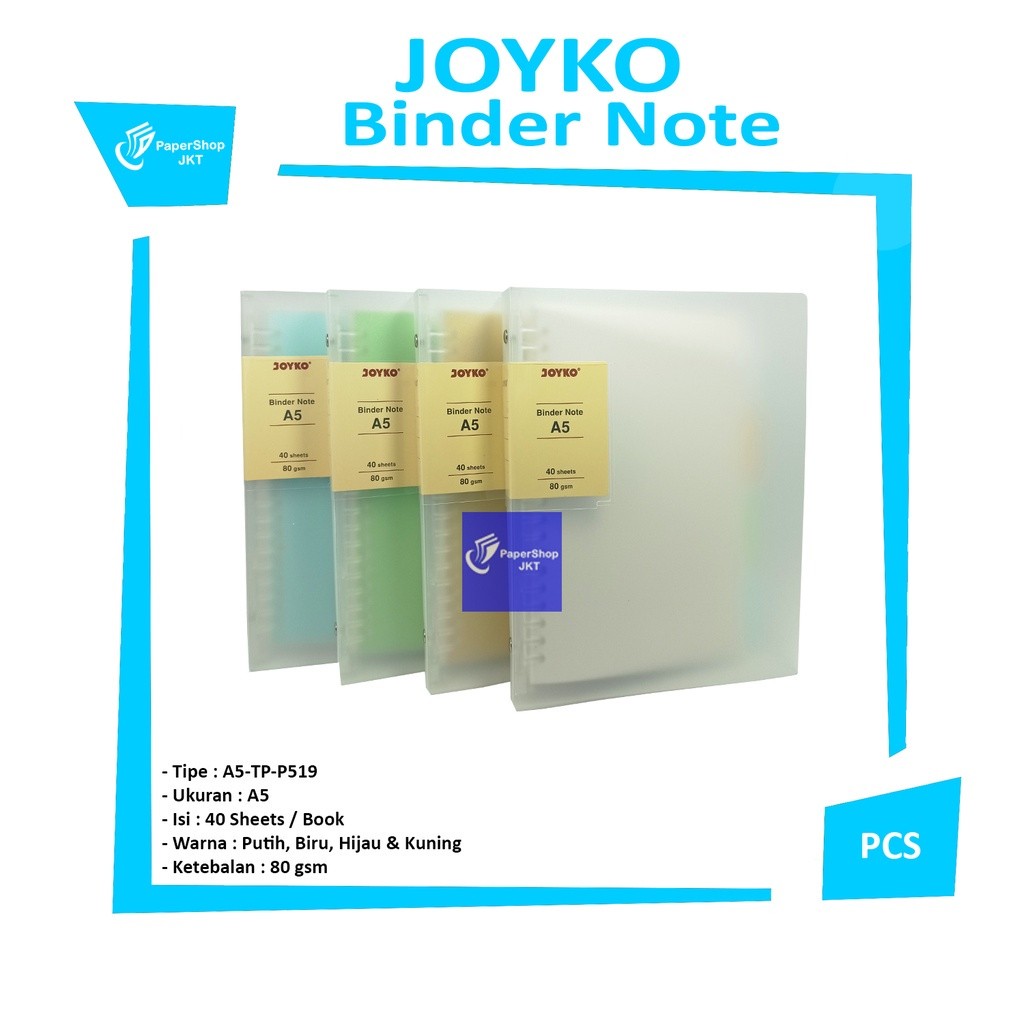 JOYKO - Binder Note File Cover Transparant Buku Tulis Bening Uk A5-TP-P519 - Pcs