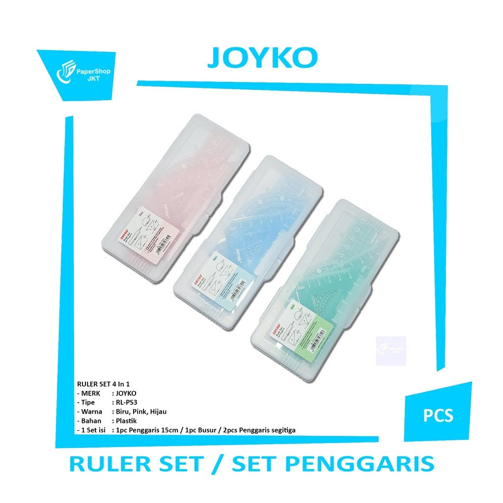 JOYKO - Ruler Set RL - PS3 Blue, Green, Pink - Pcs