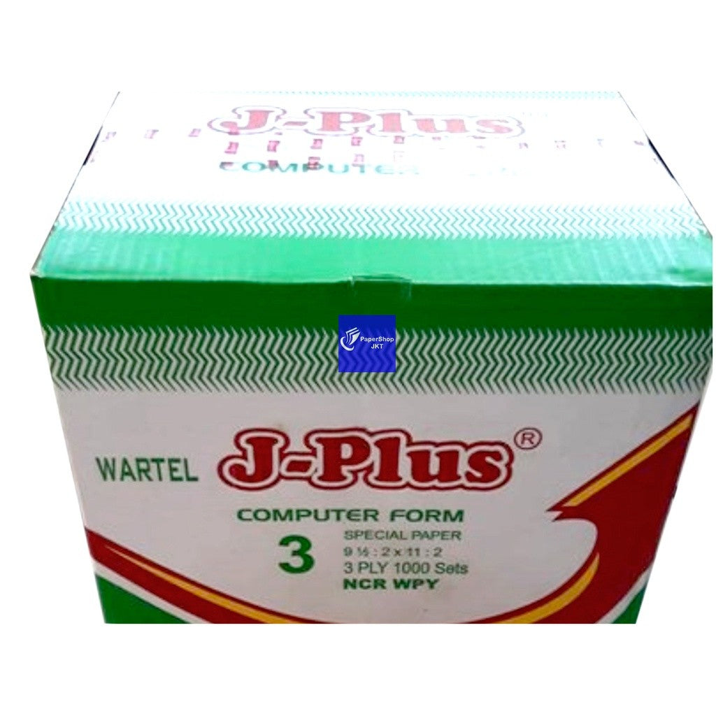 JPLUS - Continous Form 3 Ply 9 1/2 x 11/2 Wartel Kertas Komputer - Box