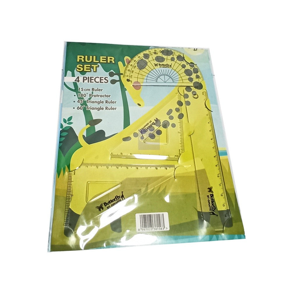 BUTTERFLY - Penggaris Motif Gajah, Kucing, Jerapah 4 In 1 - SET
