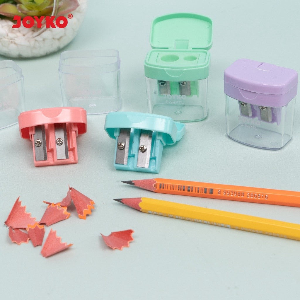 Joyko Rautan Pensil Sharpener B-24PTL 2 Lubang Warna Pastel Box