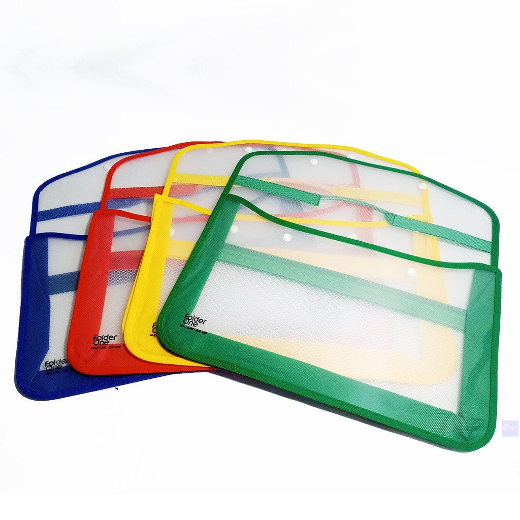 FOLDER ONE -  Map Kancing 2 Klip Jaring Tempat Plastik Penyimpanan File - Pcs