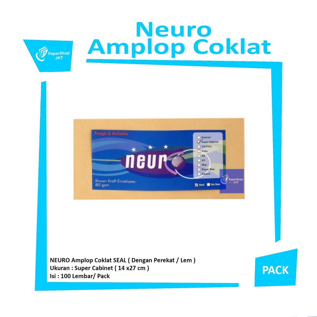 NEURO - Amplop Coklat Super Kabinet Seal ( 14 x27 cm ) - Pack