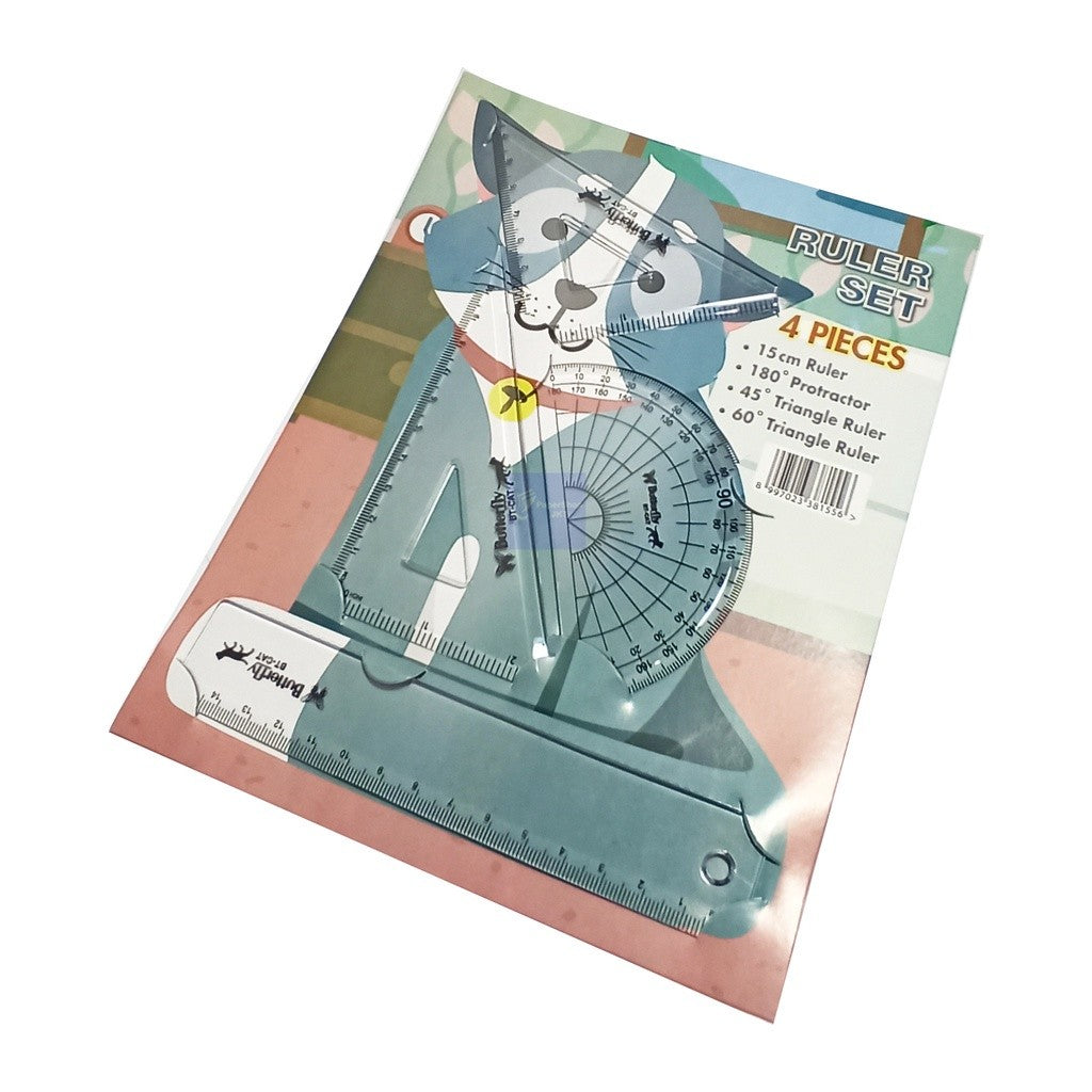 BUTTERFLY - Penggaris Motif Gajah, Kucing, Jerapah 4 In 1 - SET