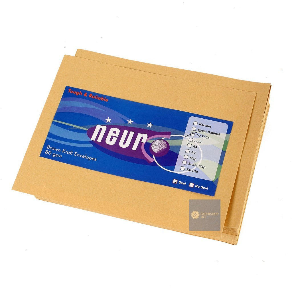 NEURO - Amplop Coklat 1/2 Folio Seal ( 19 x 25 cm ) - Pack