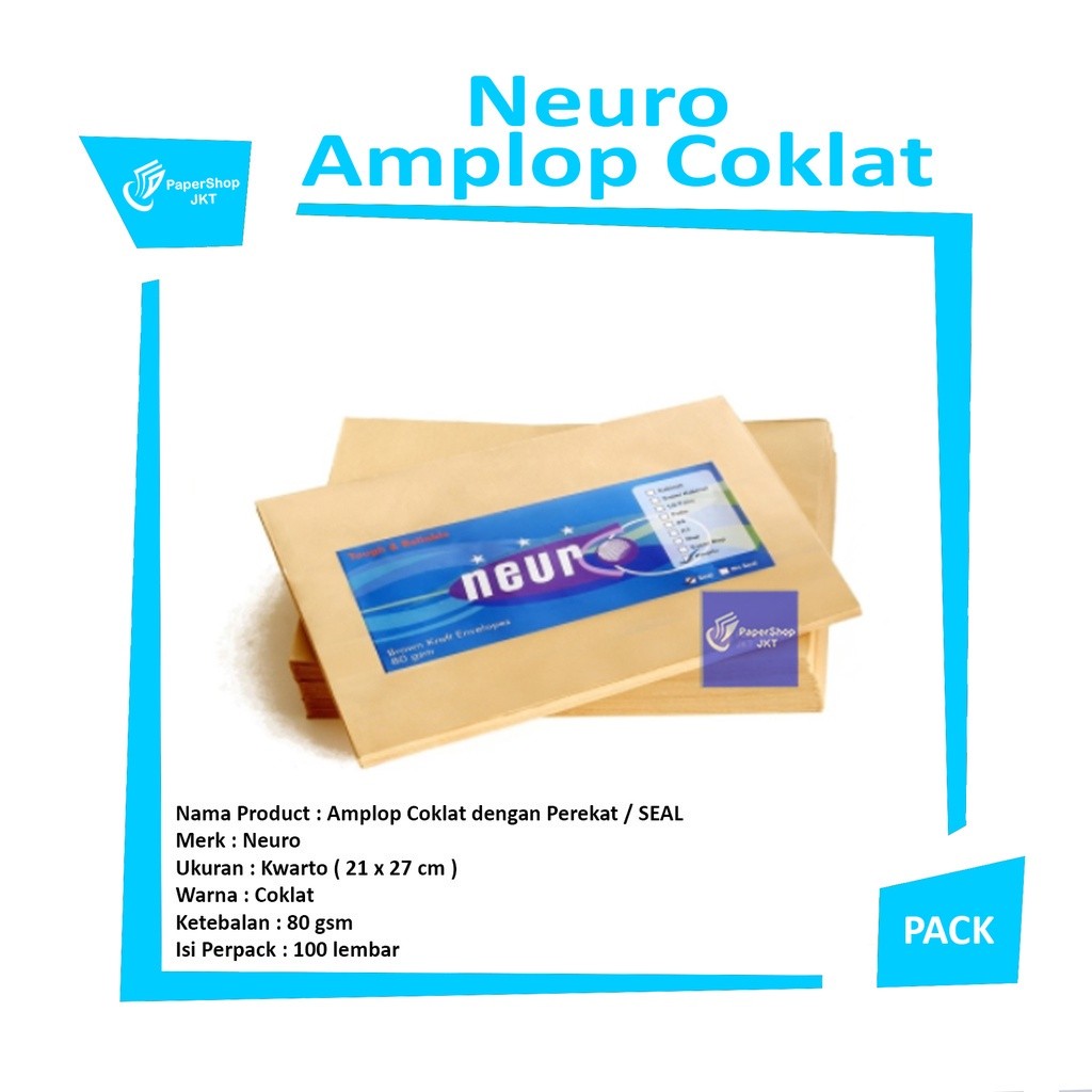 NUERO - Amplop Coklat Kwarto Seal ( 21 x 27 cm ) - Pack