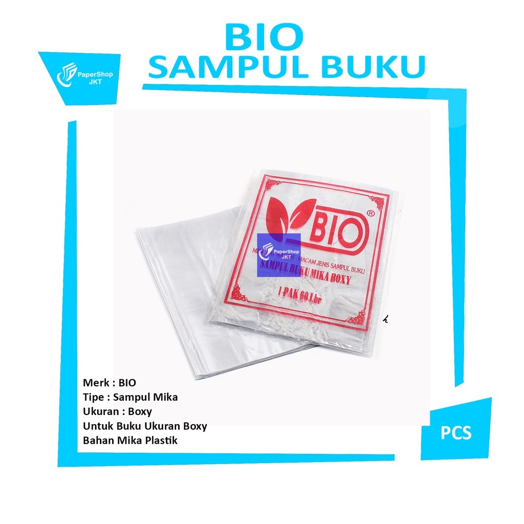 BIO - Sampul Buku Plastik Mika Ukuran Boxy - 10 Lembar