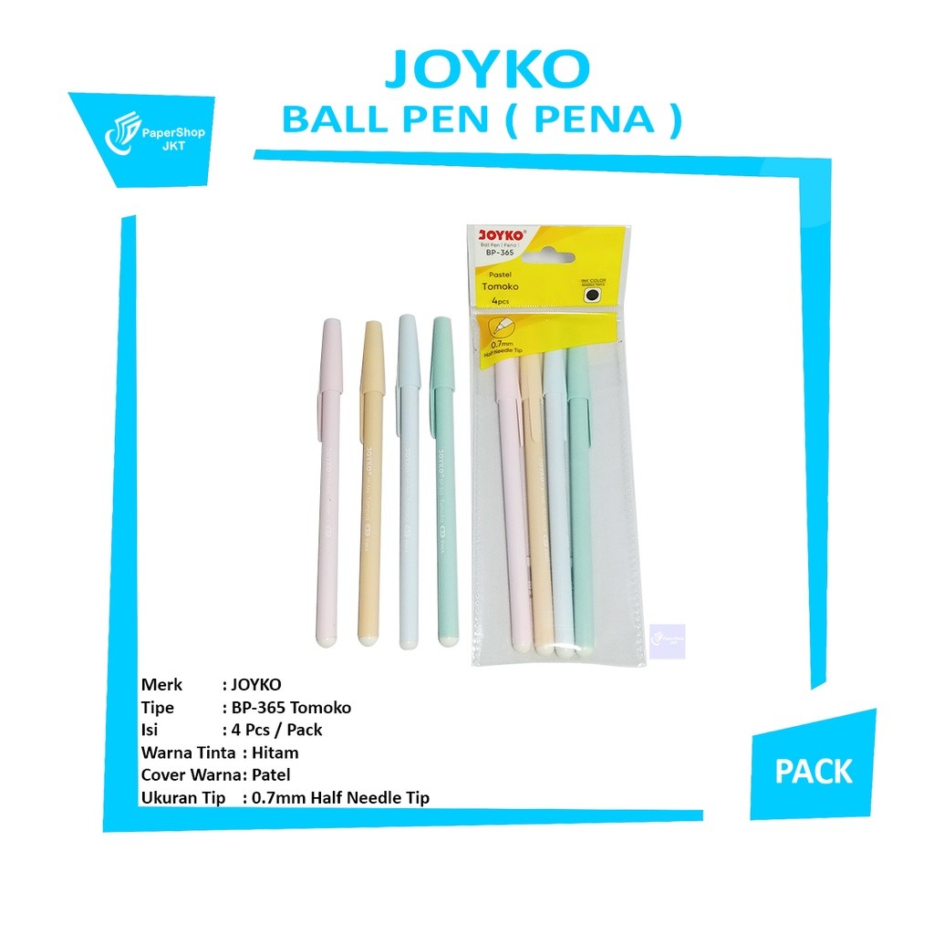 JOYKO - Pulpen Ball Pen BP-365 Tomoko - Black - Pack