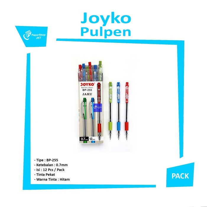 Joyko - Ballpen BP-255 Jaku Tinta Hitam - Lusin