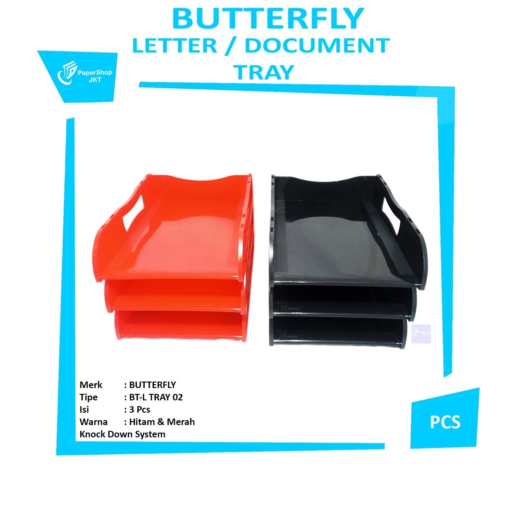 BUTTERFLY - Letter Tray 3 Susun - Pcs