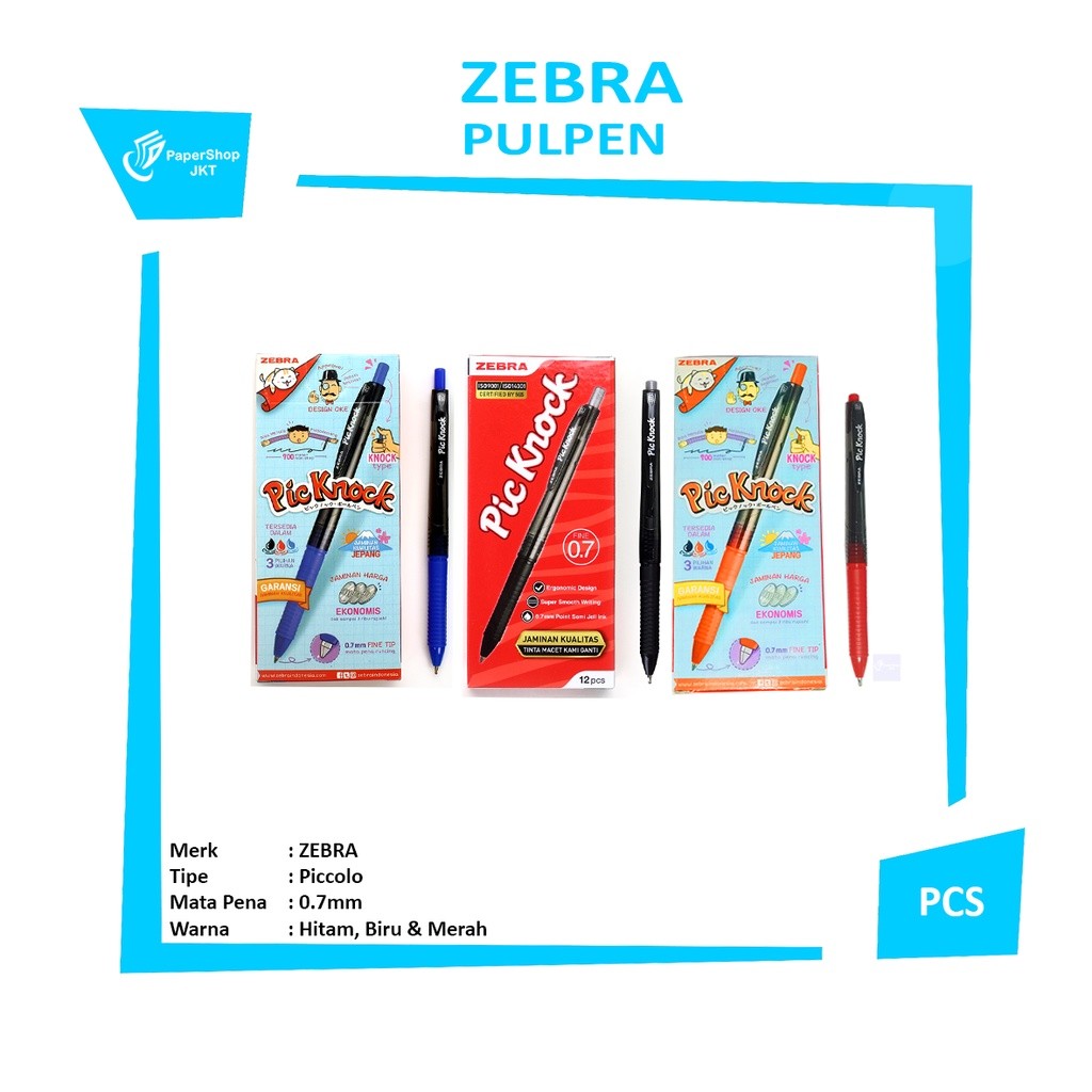 ZEBRA - Pulpen Semi Gel Pic Knock 0.7mm - Pcs